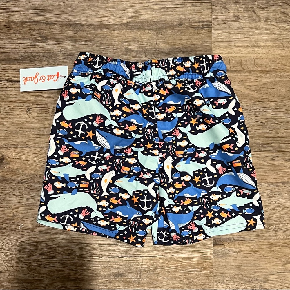 NWT CAT & jack Boys Swim Trunks with Ocean Print - Picture 3 of 4